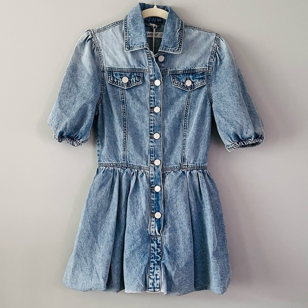 BlankNYC Denim Button-Front Puff Sleeve Dress | NWT | Size XS